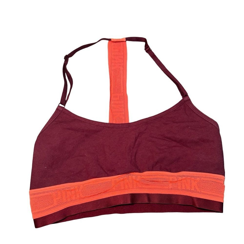 Victoria's Secret Pink Crop Mesh Cotton Racerback Bra Maroon X-Small Unlined